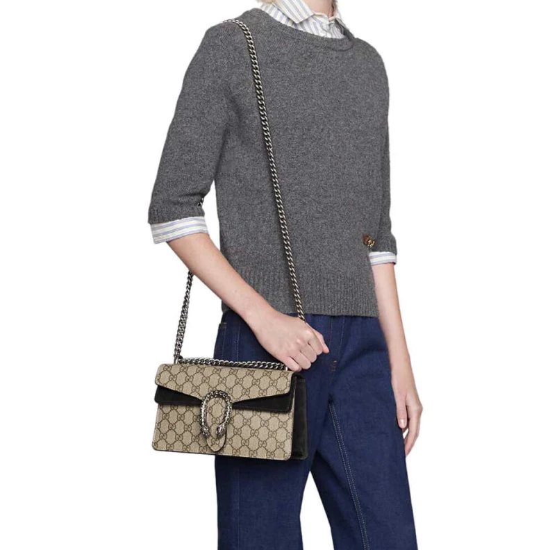 Replica bag Tiger hea Gucci Dionysus GG Canvas Small Shoulder Bag Black
