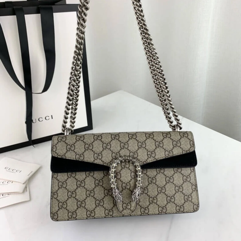 Replica bag Tiger hea Gucci Dionysus GG Canvas Small Shoulder Bag Black