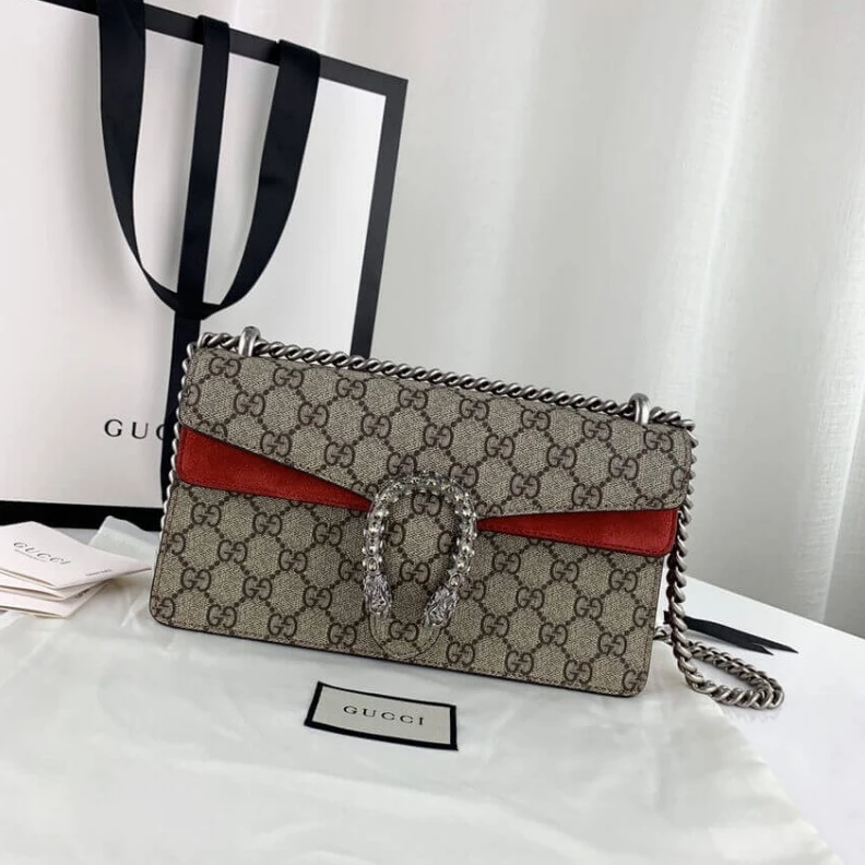 Replica bags Beige ebo Gucci Dionysus GG Canvas Small Shoulder Bag Red