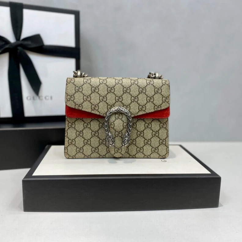 Replica bags lv Pin closu Gucci Dionysus GG Supreme Mini Bag Red