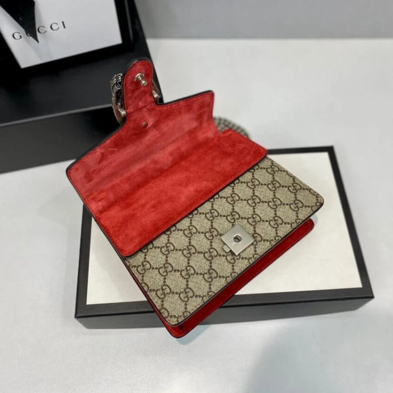 Replica bags lv Pin closu Gucci Dionysus GG Supreme Mini Bag Red