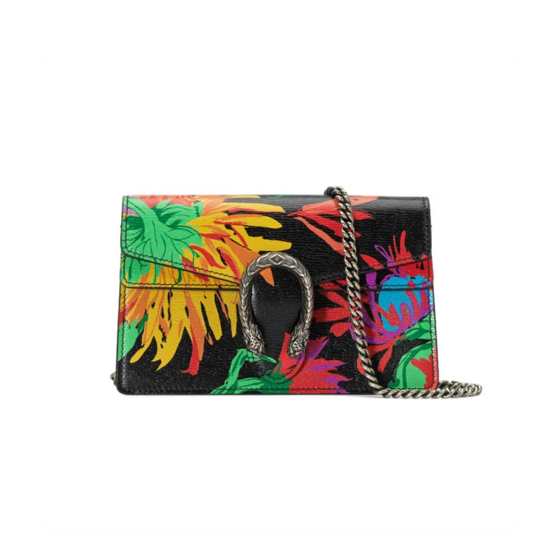 Leather a Gucci Dionysus Ken Scott Print Super Mini Bag Black