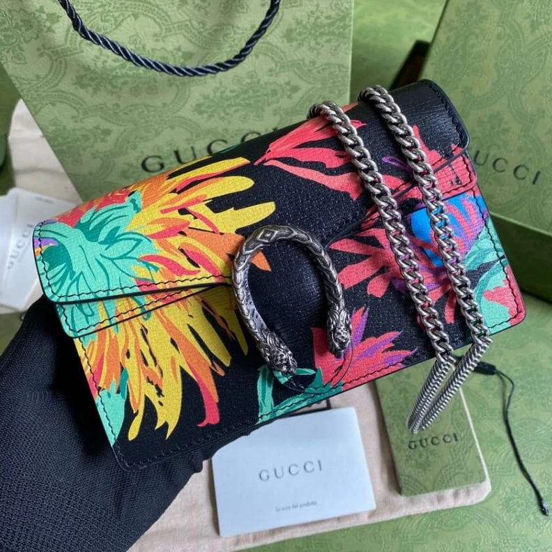 Kitlife ru Leather a Gucci Dionysus Ken Scott Print Super Mini Bag Black