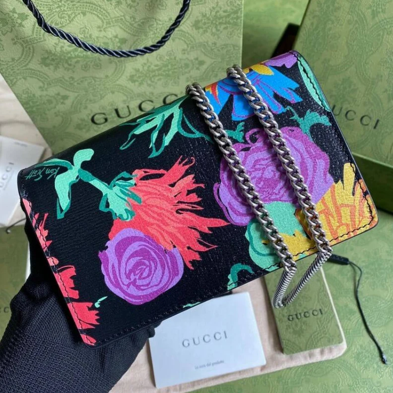 Kitlife ru Leather a Gucci Dionysus Ken Scott Print Super Mini Bag Black