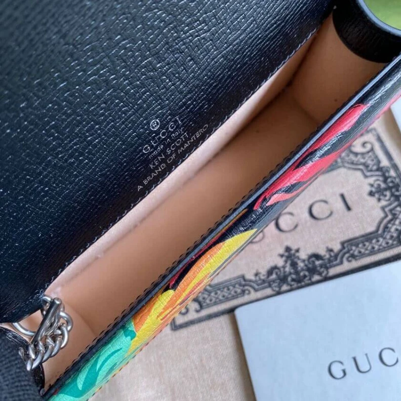 Kitlife ru Leather a Gucci Dionysus Ken Scott Print Super Mini Bag Black