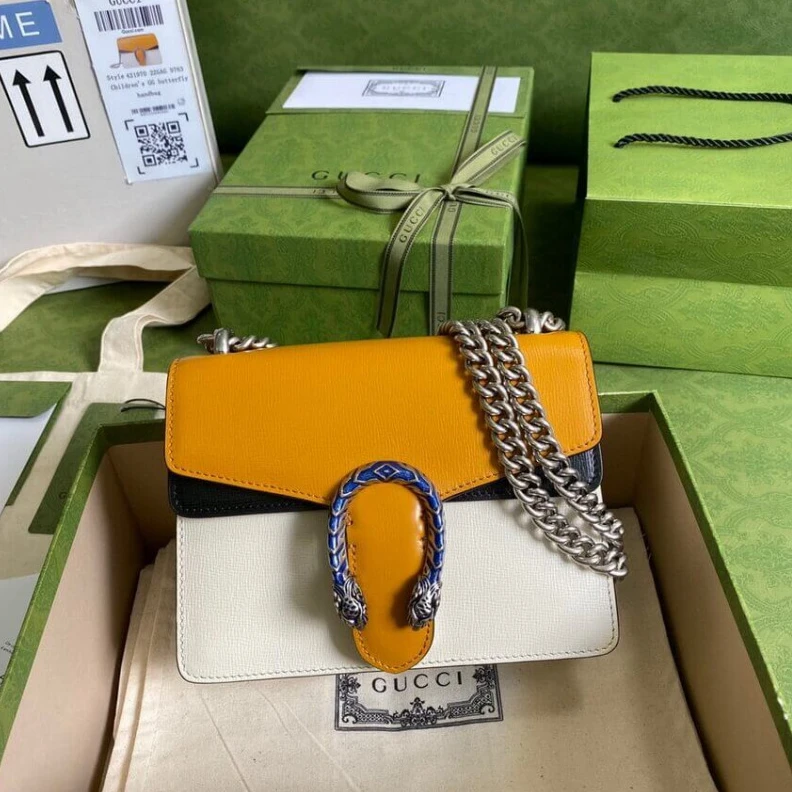 Cotton li Gucci Dionysus Mini Bag Orange White Leather