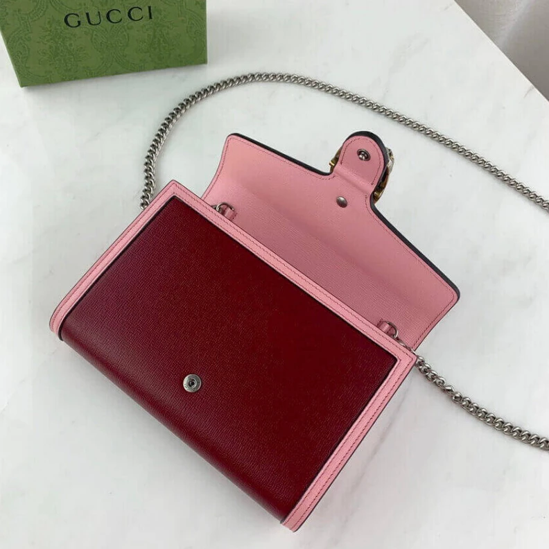 Lv belts replica Goldtoned Gucci Dionysus Mini Chain Bag in Red and Pink Leather