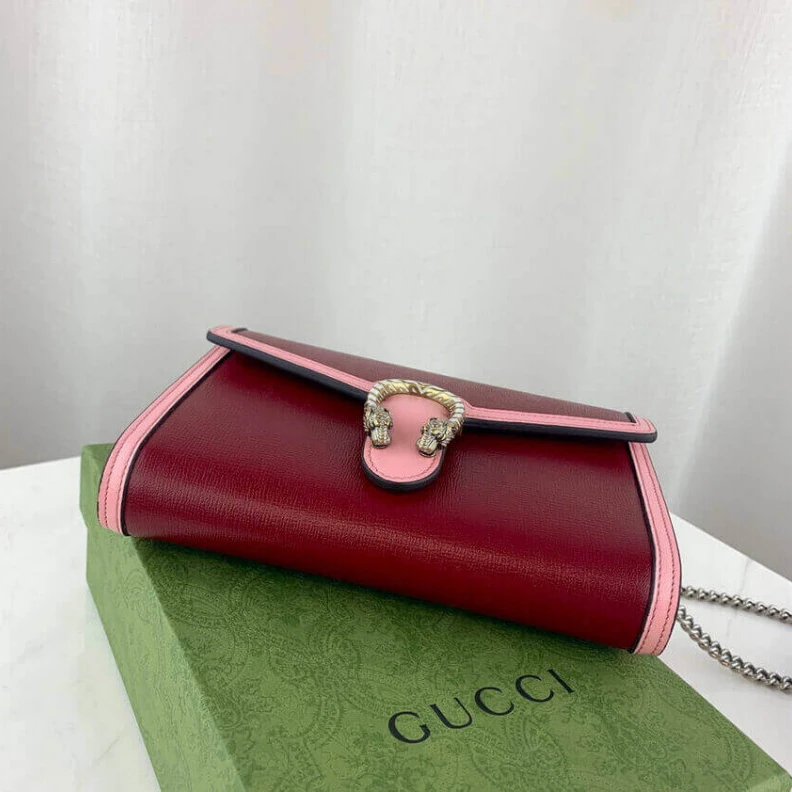 Lv belts replica Goldtoned Gucci Dionysus Mini Chain Bag in Red and Pink Leather