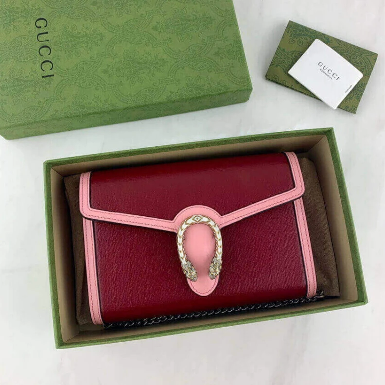 Lv belts replica Goldtoned Gucci Dionysus Mini Chain Bag in Red and Pink Leather