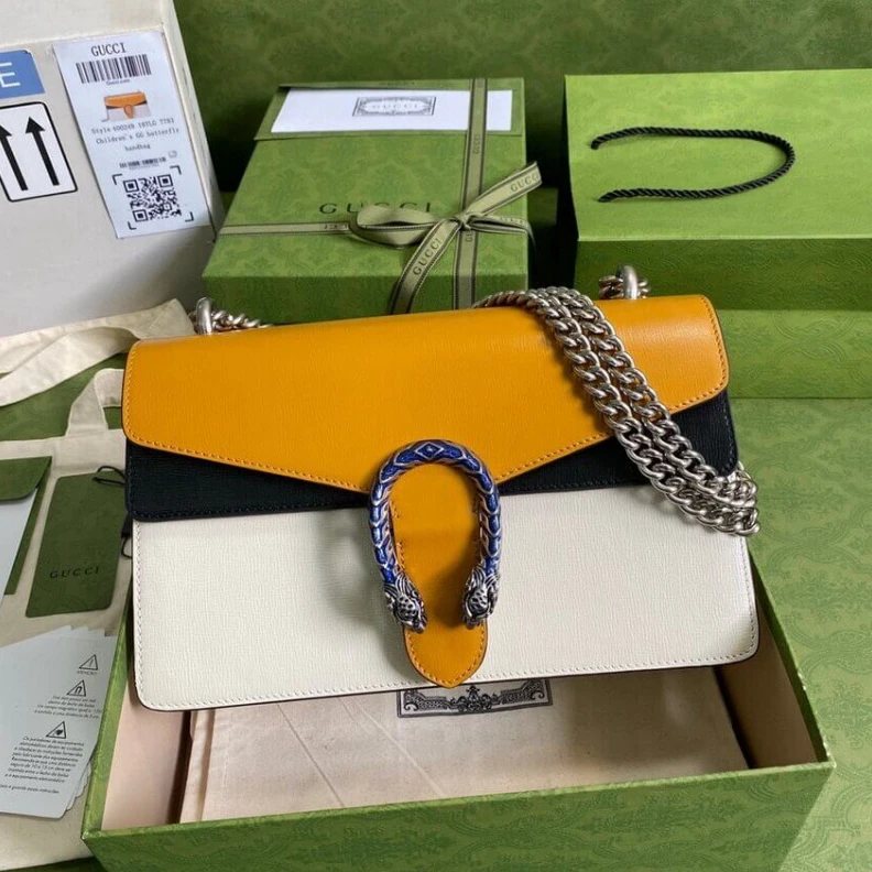 Lv belts replica Palladium Gucci Dionysus Small Shoulder Bag Orange White Leather