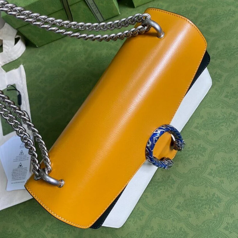 Lv belts replica Palladium Gucci Dionysus Small Shoulder Bag Orange White Leather