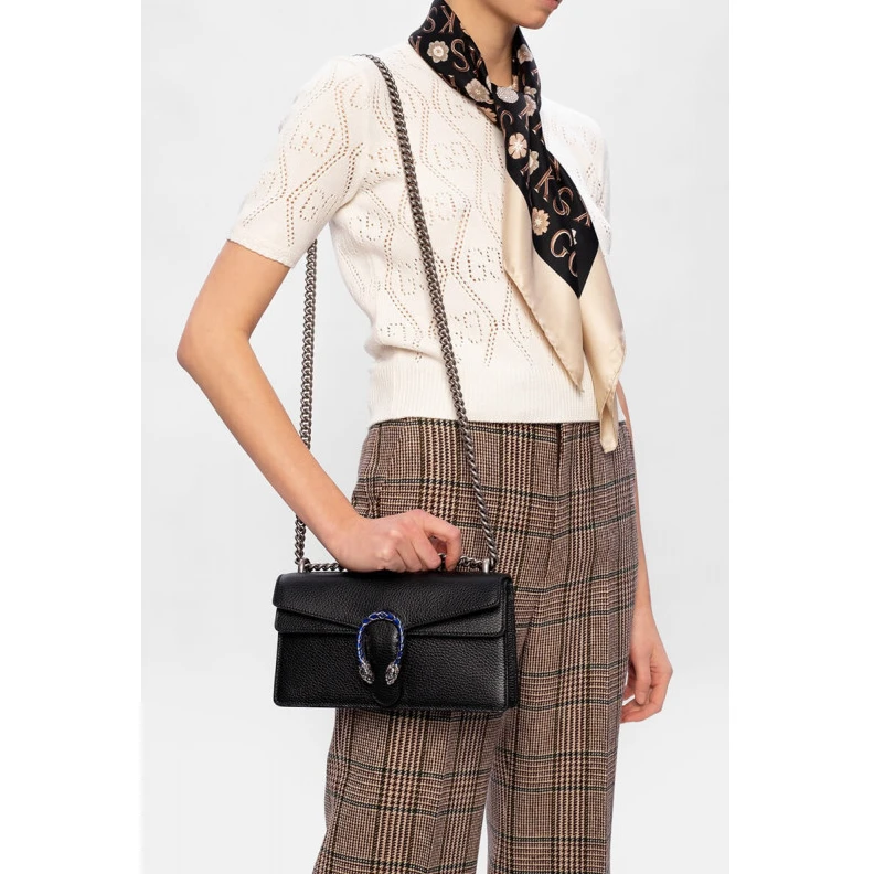 Replica bag Black lea Gucci Dionysus Small Shoulder Bag in Black Leather