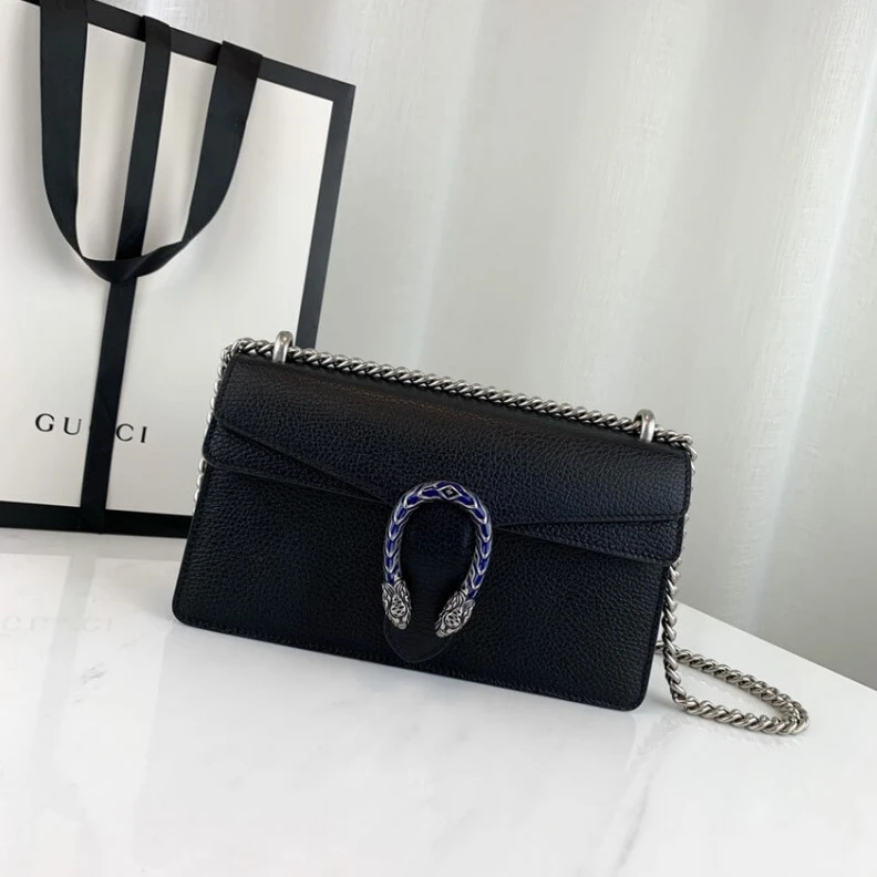 Replica bag Black lea Gucci Dionysus Small Shoulder Bag in Black Leather