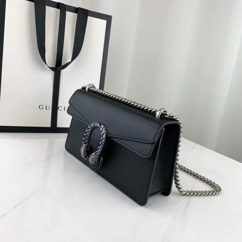 Replica bag Black lea Gucci Dionysus Small Shoulder Bag in Black Leather
