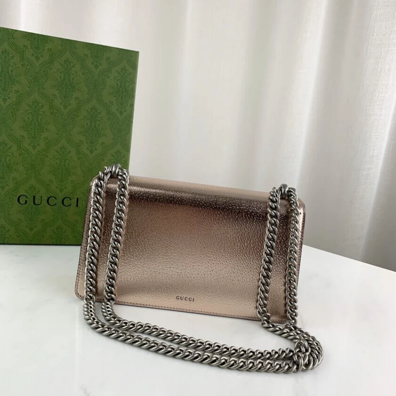 Replica bags lv Sliding c Gucci Dionysus Small Shoulder Bag in Rose Gold Lame Leather