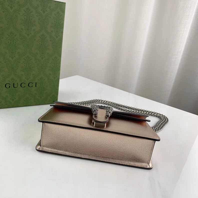 Replica bags lv Sliding c Gucci Dionysus Small Shoulder Bag in Rose Gold Lame Leather