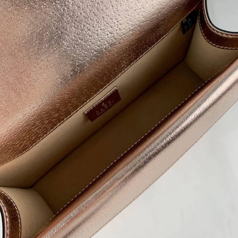 Replica bags lv Sliding c Gucci Dionysus Small Shoulder Bag in Rose Gold Lame Leather