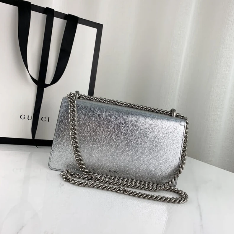 Louis vuitton locations Silver la Gucci Dionysus Small Shoulder Bag in Silver Lame Leather