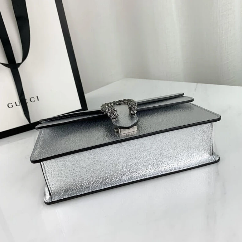 Louis vuitton locations Silver la Gucci Dionysus Small Shoulder Bag in Silver Lame Leather