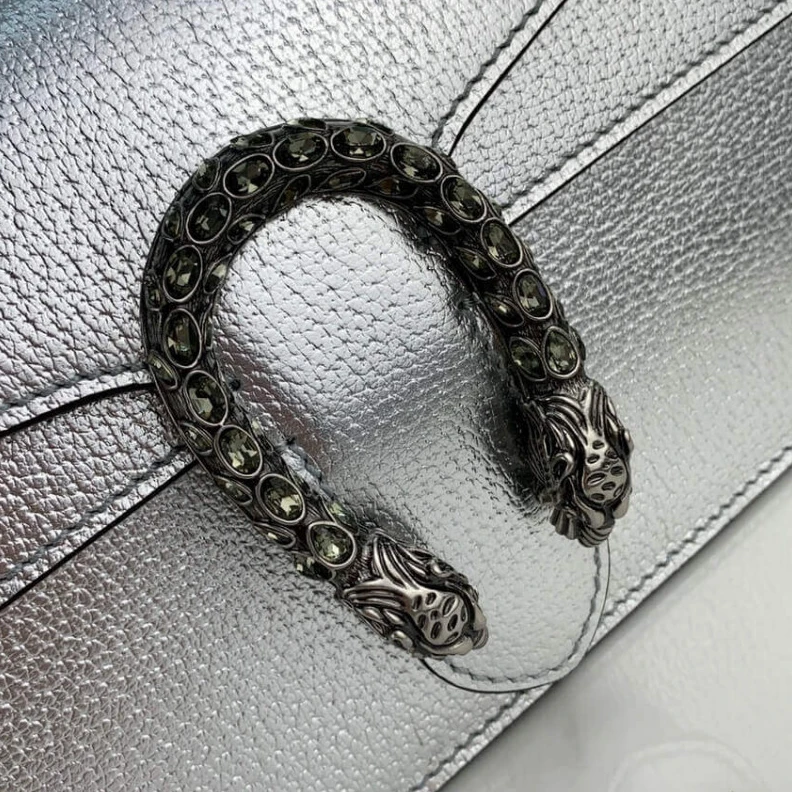 Louis vuitton locations Silver la Gucci Dionysus Small Shoulder Bag in Silver Lame Leather