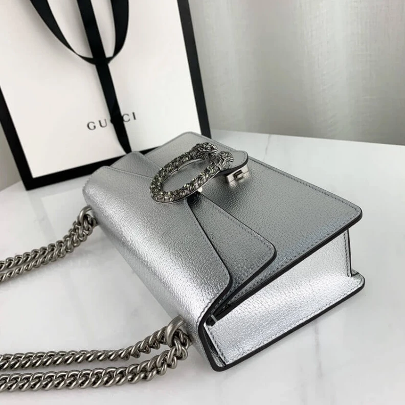 Louis vuitton locations Silver la Gucci Dionysus Small Shoulder Bag in Silver Lame Leather
