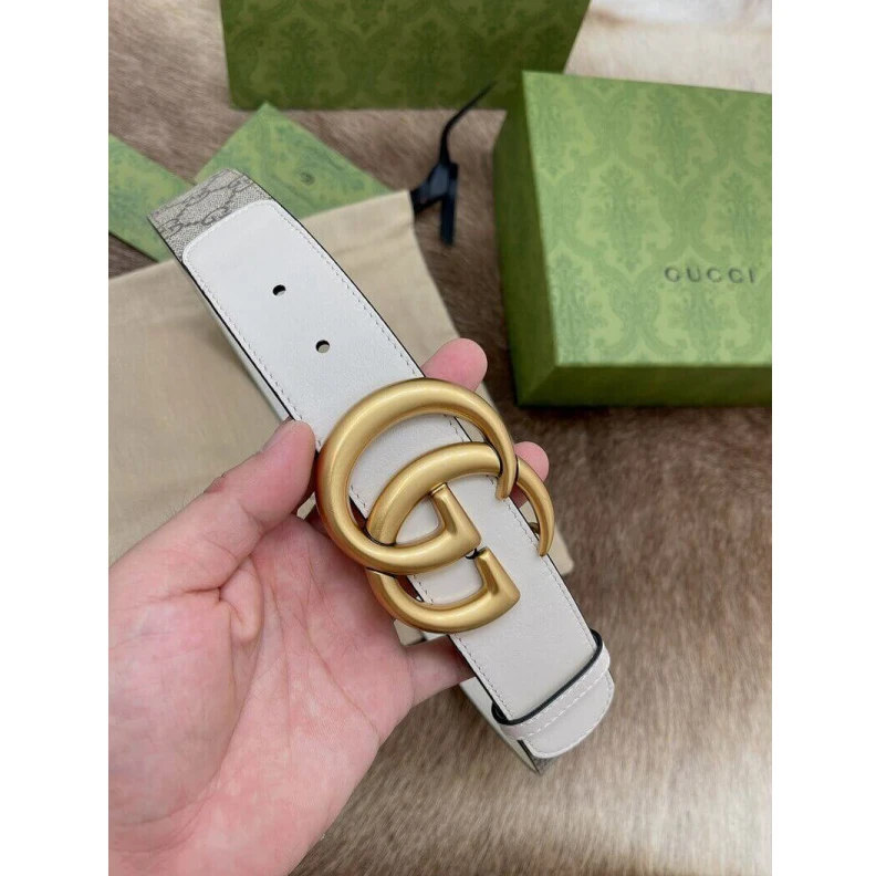 Beige ebo Gucci GG 40mm Belt with Double G Buckle