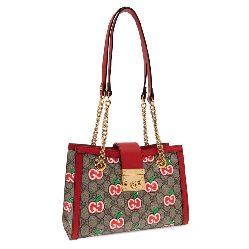 Microfibe Gucci GG Apple Print Small Shoulder Bag