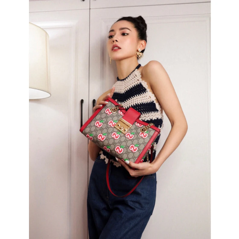 Kitlife ru Microfibe Gucci GG Apple Print Small Shoulder Bag