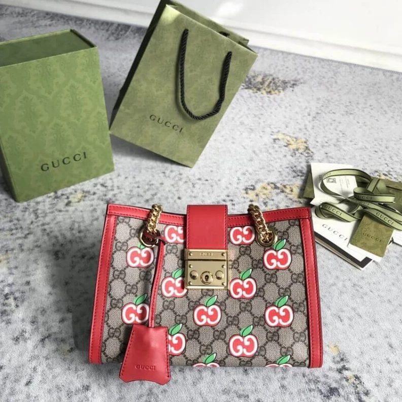 Kitlife ru Microfibe Gucci GG Apple Print Small Shoulder Bag