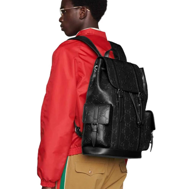 Louis vuitton locations Top handl Gucci GG Embossed Backpack Black