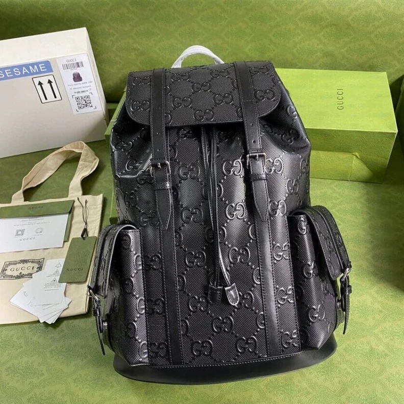 Louis vuitton locations Top handl Gucci GG Embossed Backpack Black