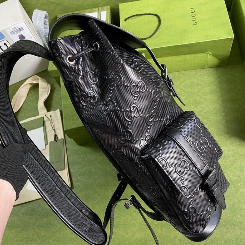 Louis vuitton locations Top handl Gucci GG Embossed Backpack Black