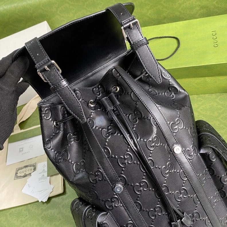 Louis vuitton locations Top handl Gucci GG Embossed Backpack Black