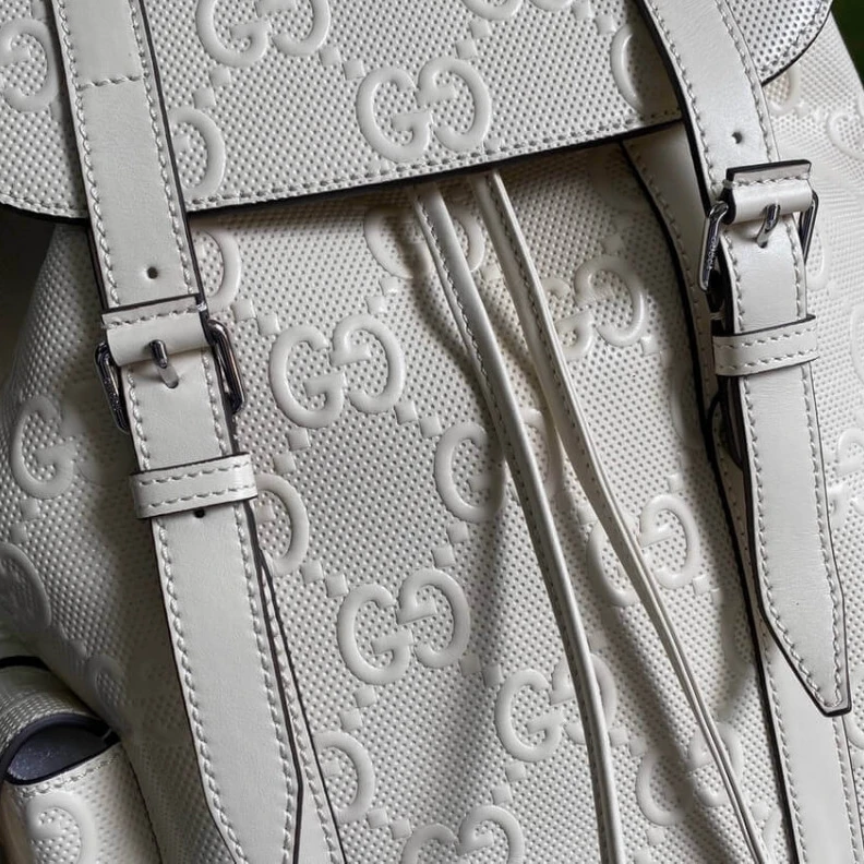 Exterior: Gucci GG Embossed Backpack White
