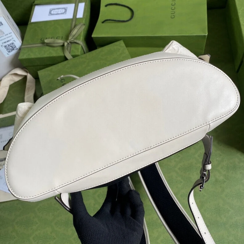 Exterior: Gucci GG Embossed Backpack White