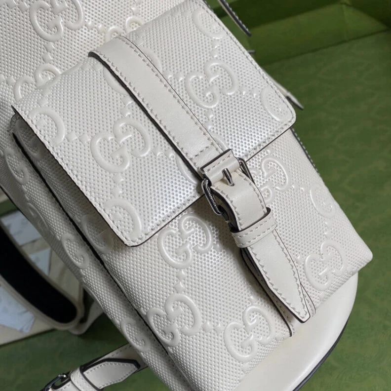 Exterior: Gucci GG Embossed Backpack White