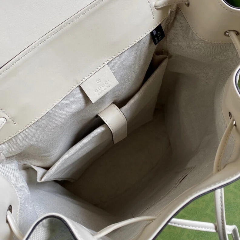 Exterior: Gucci GG Embossed Backpack White