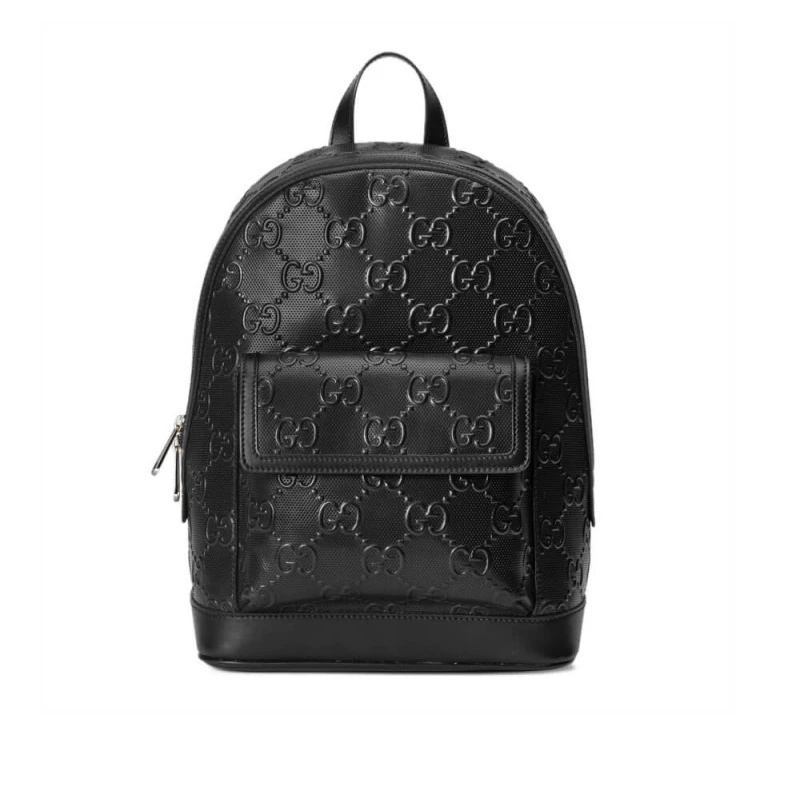 A new back Gucci GG Embossed Backpack in Black Leather