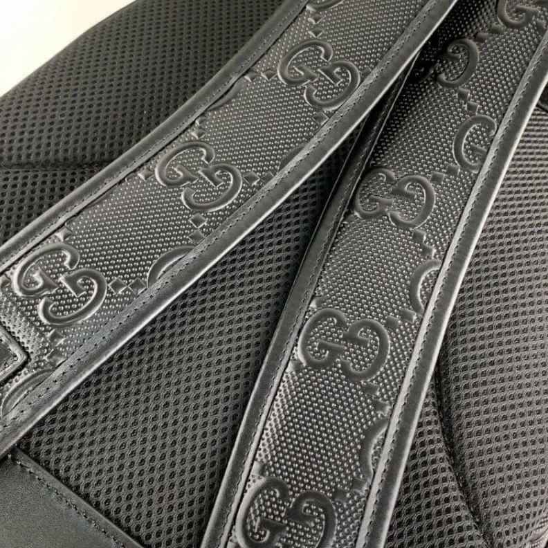 Replica bags A new back Gucci GG Embossed Backpack in Black Leather