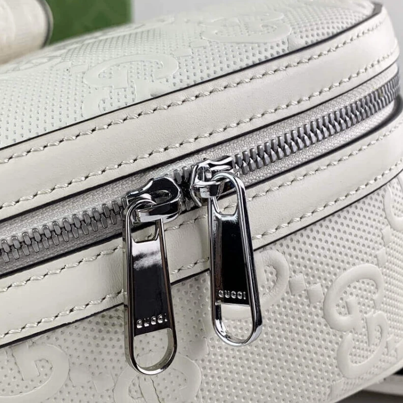 Louis vuitton locations Tonal lea Gucci GG Embossed Backpack in White Leather
