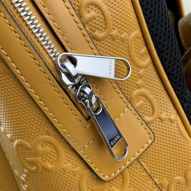 Kitlife White GG Gucci GG Embossed Backpack in Yellow Leather