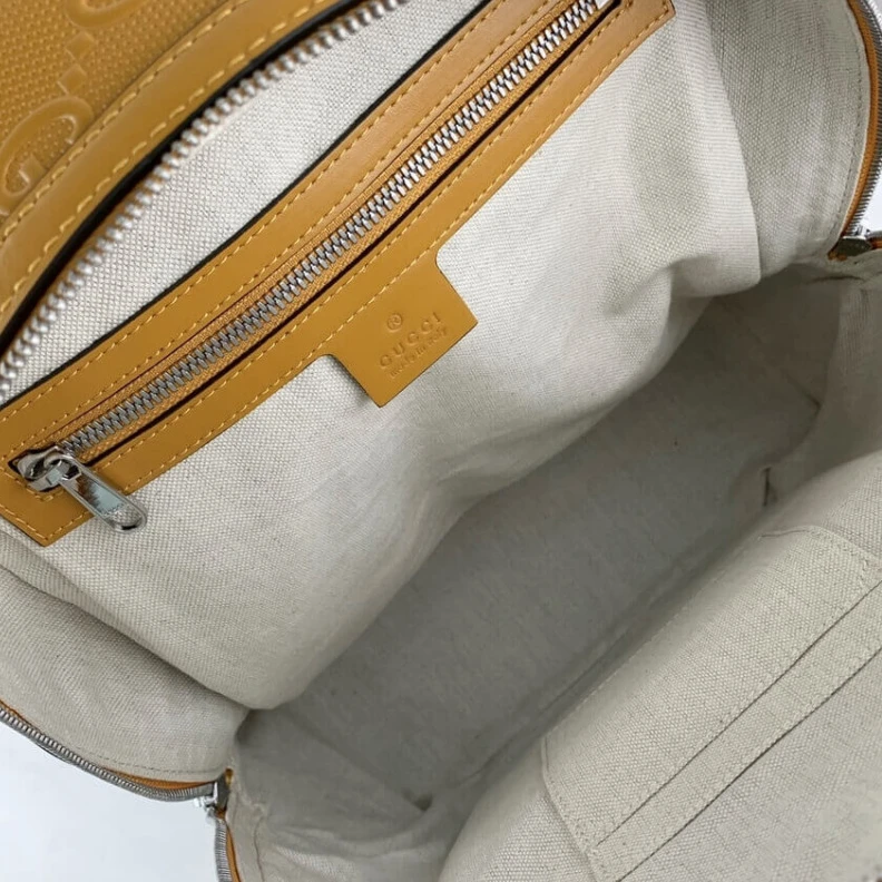 Kitlife White GG Gucci GG Embossed Backpack in Yellow Leather