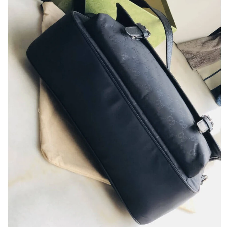Lv belts replica Adjustabl Gucci GG Guccissima Black Medium Nylon Messenger Bag 510334