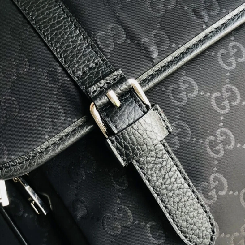 Lv belts replica Adjustabl Gucci GG Guccissima Black Medium Nylon Messenger Bag 510334