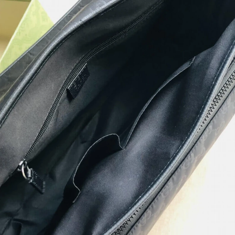 Lv belts replica Adjustabl Gucci GG Guccissima Black Medium Nylon Messenger Bag 510334