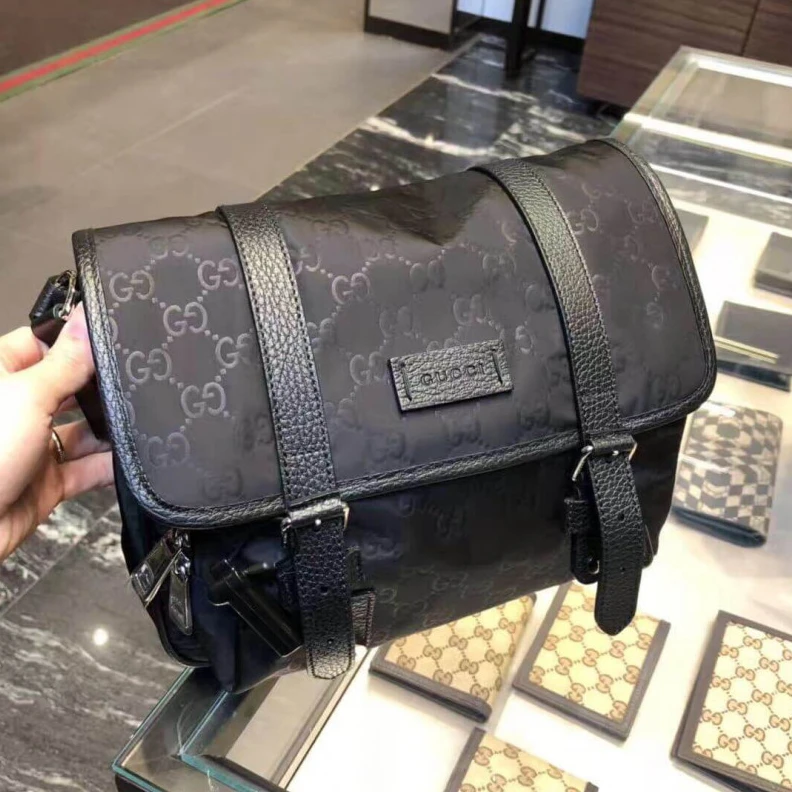 Replica bags lv Measureme Gucci GG Guccissima Black Nylon Small Messenger Bag 510335