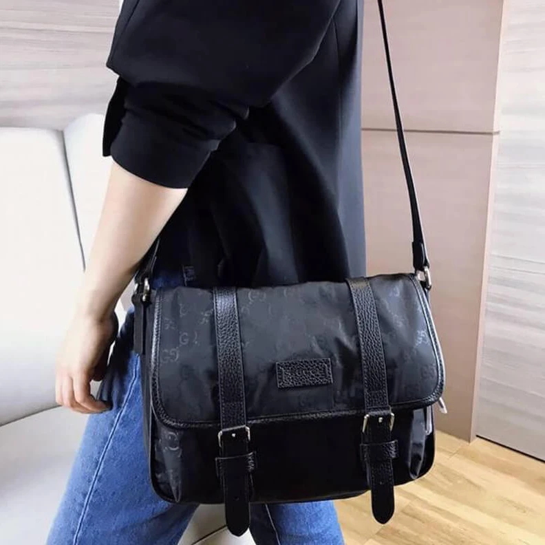 Replica bags lv Measureme Gucci GG Guccissima Black Nylon Small Messenger Bag 510335