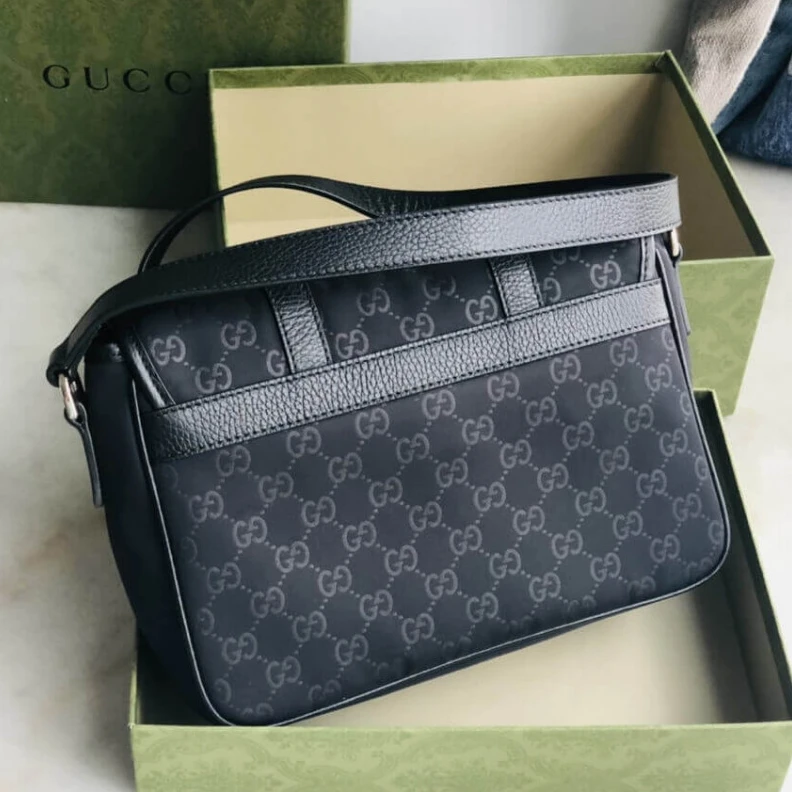 Replica bags lv Measureme Gucci GG Guccissima Black Nylon Small Messenger Bag 510335