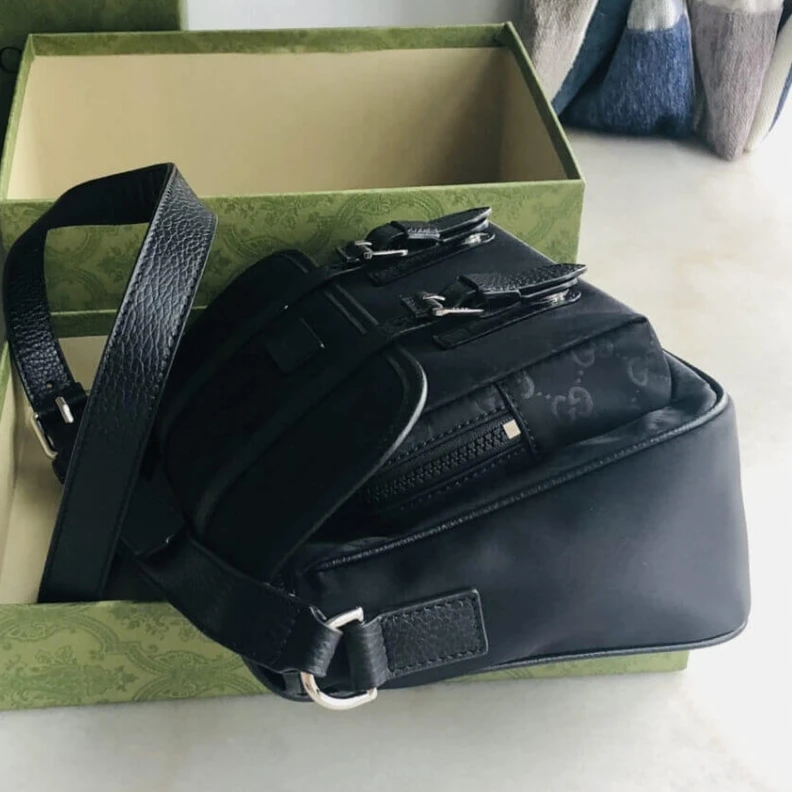 Replica bags lv Measureme Gucci GG Guccissima Black Nylon Small Messenger Bag 510335
