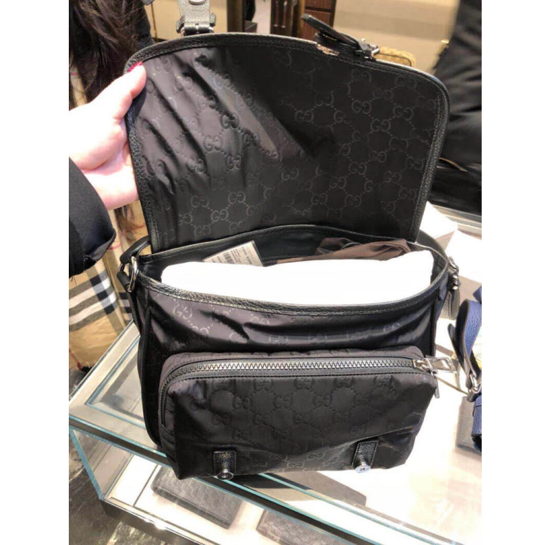 Replica bags lv Measureme Gucci GG Guccissima Black Nylon Small Messenger Bag 510335